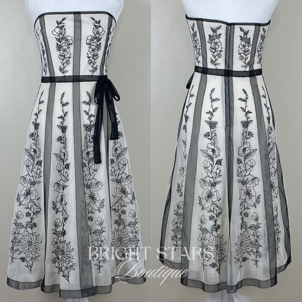 Rare Black and White Lace Strapless Dress ASO Charmed Piper Phoebe Halliwell - Picture 5 of 11